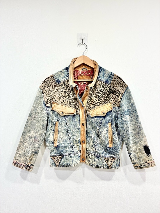Winlit Jackets & Blazers - winlit — vintage 80’s acid wash x leopard patchwork denim jacket